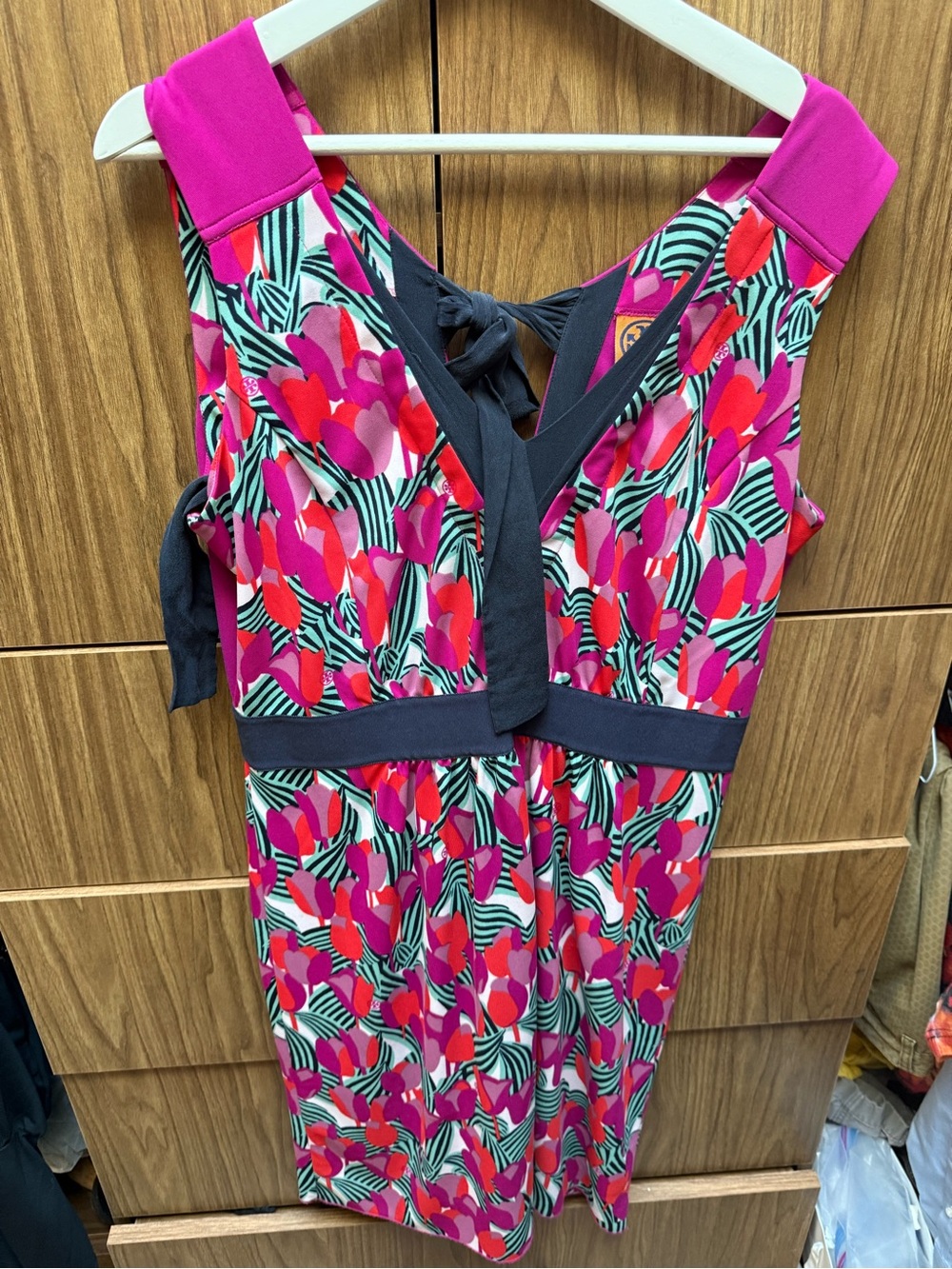 Tory Burch Floral Print Tie Back Sleeveless Dress Size L